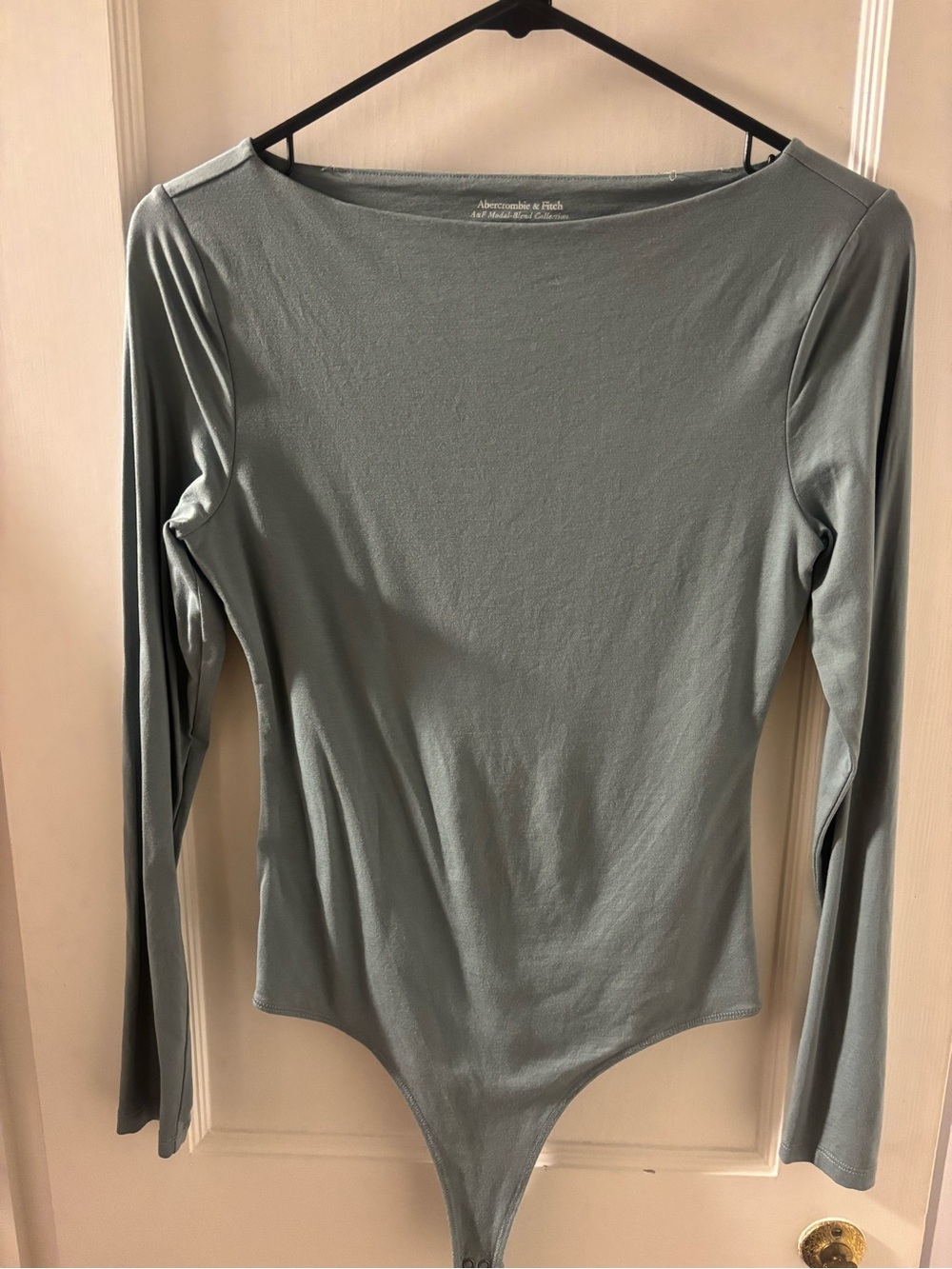 Abercrombie & Fitch Women's Sage Green Long-Sleeve Bodysuit Size S